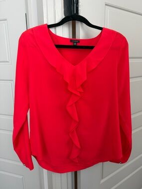 Ann Taylor V-Neck Ruffle Blouse